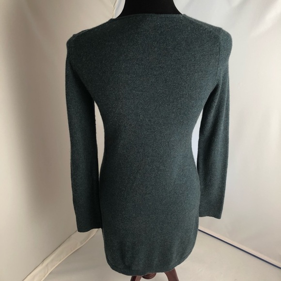 Theory green multicolor crew neck cashmere fitted sweater dress M - Picture 4 of 11